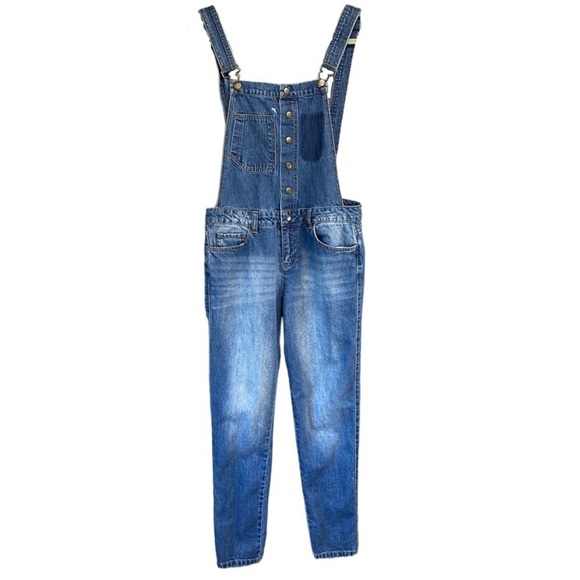 Life in Progress Snap Button Front Disstressed Overalls Sz S - Picture 1 of 13
